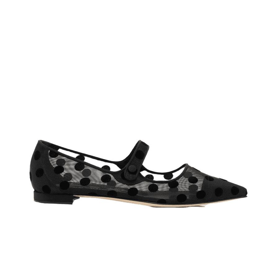 Manolo Blahnik, Campari flocked mesh ballet flats