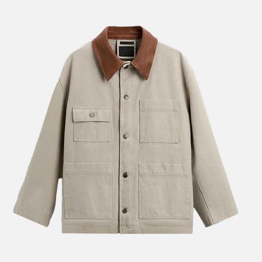 Zara jacket with contrast collar and pockets