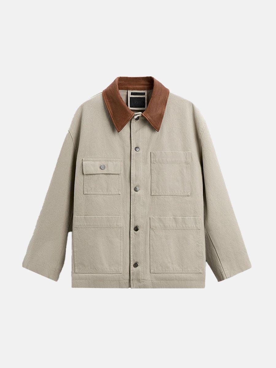 Zara jacket with contrast collar and pockets