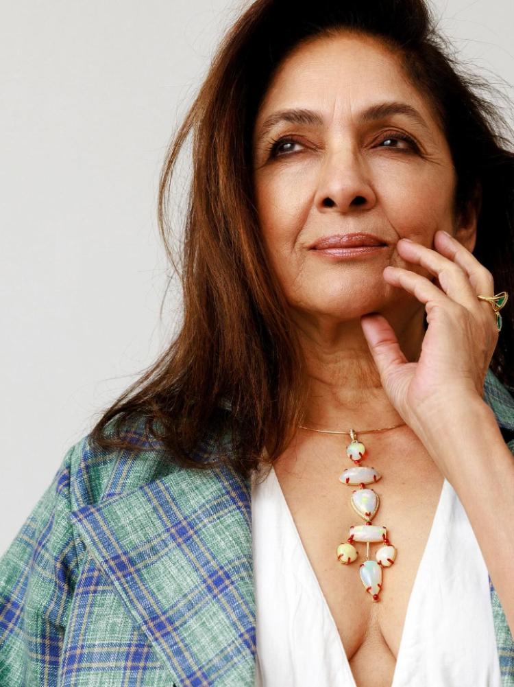 Neena Gupta in a Lovebirds overcoat for The Nod
