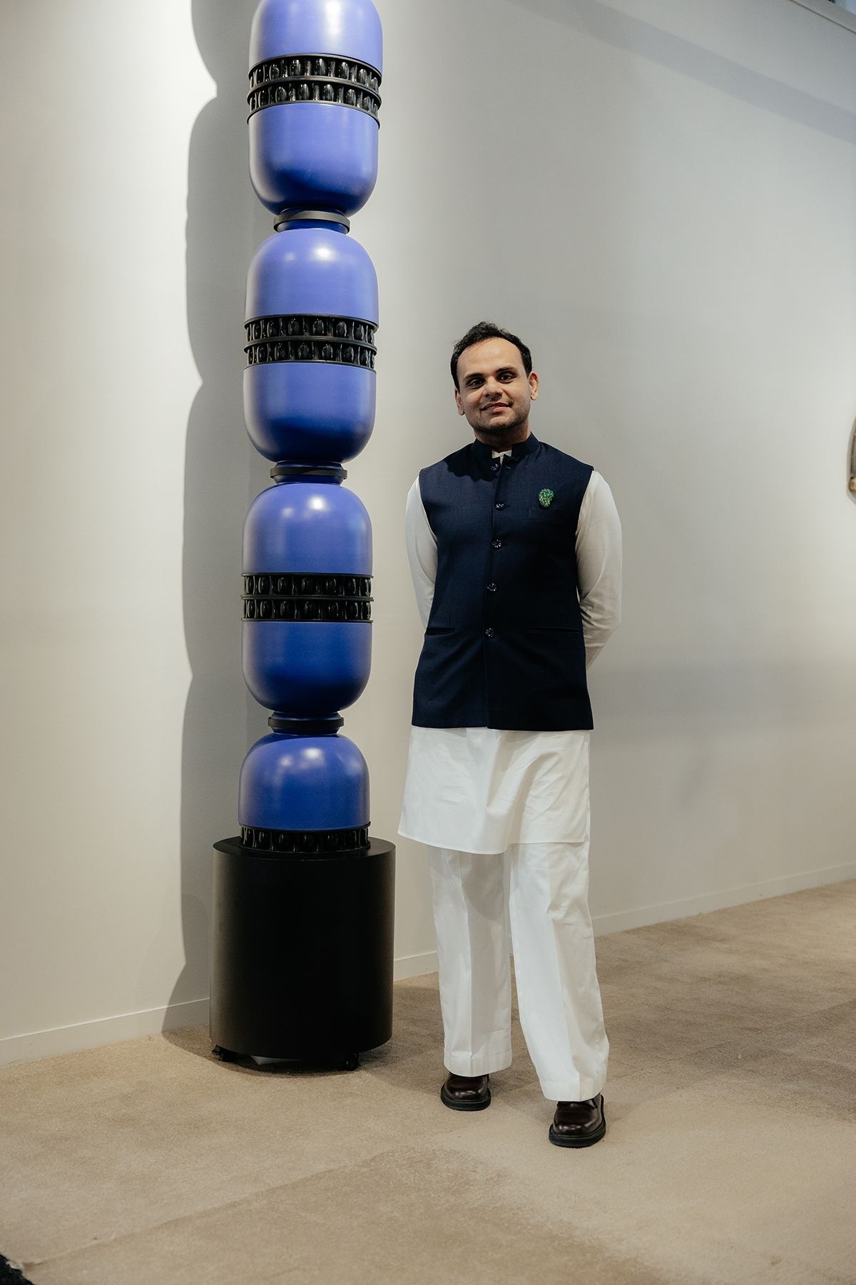 Architect Ashiesh Shah poses with a piece from his newest collection, ‘Svarn’