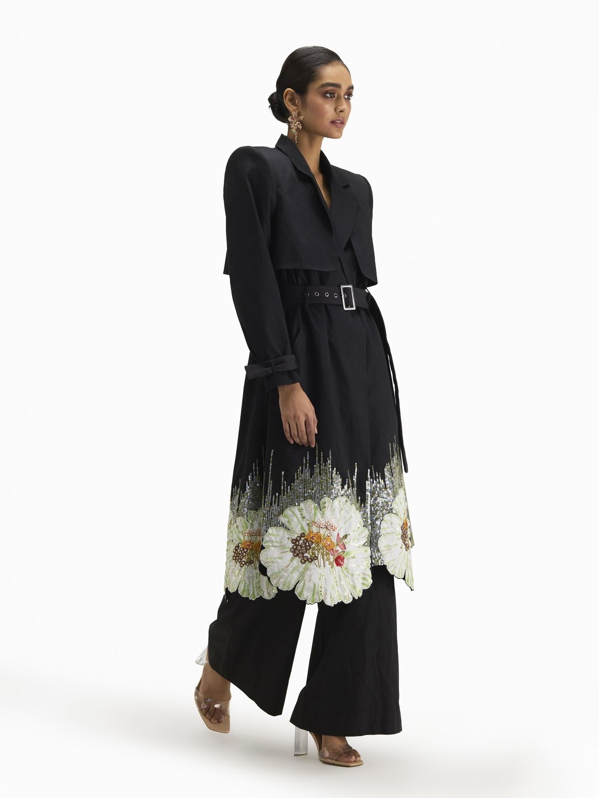 AFEW Rahul Mishra Egyptian giza cotton Jungle embroidered trench