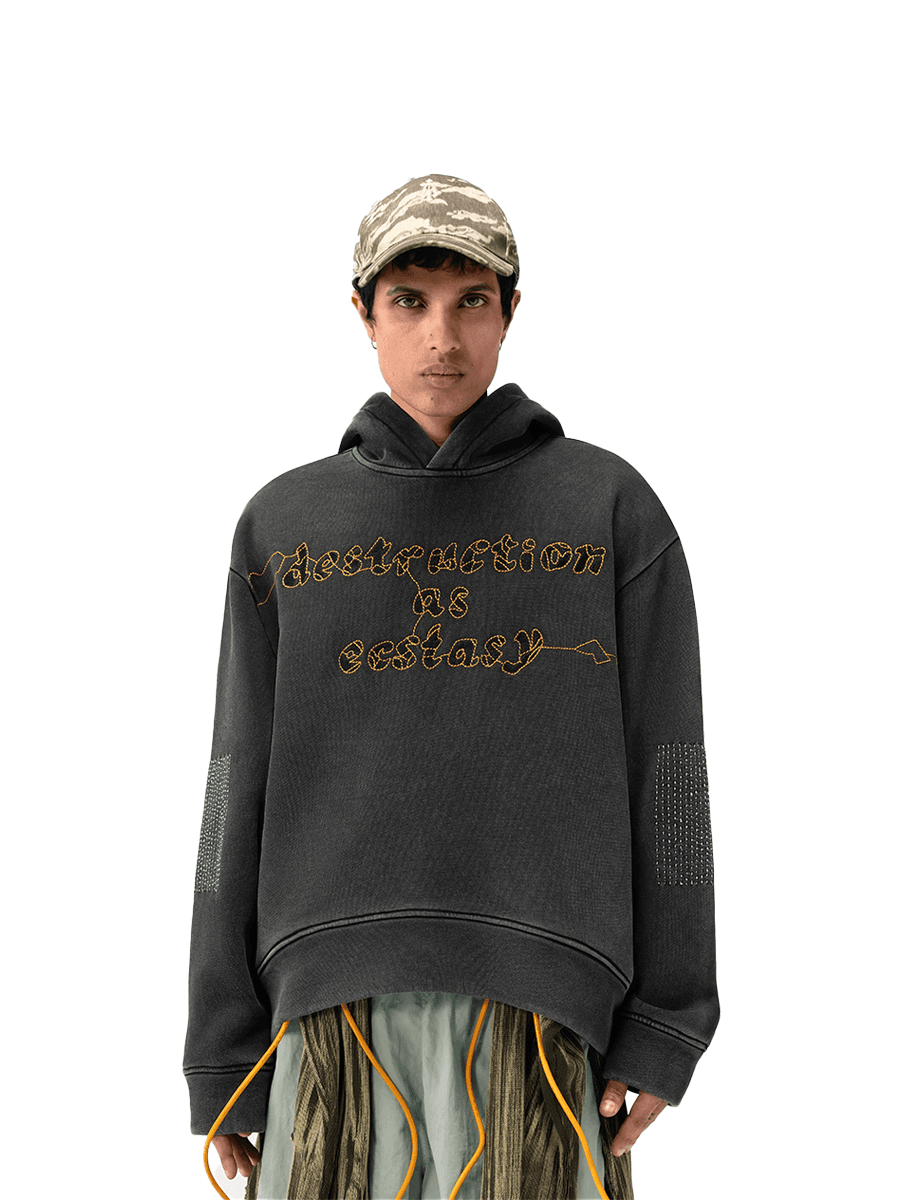 Destruction as Ecstasy embroidered cropped hoodie, Almost Gods