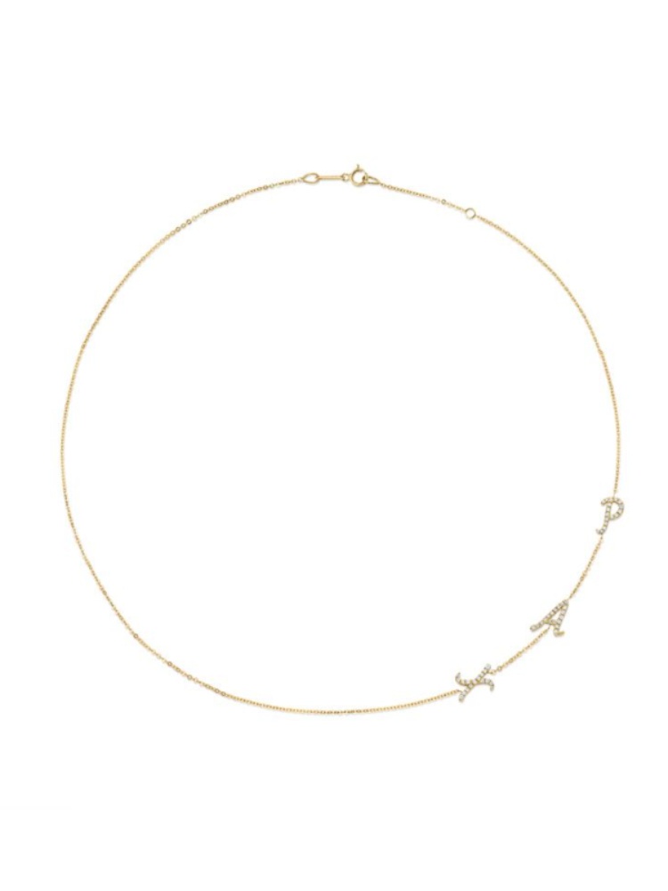 Anita Ko triple diamond initial necklace