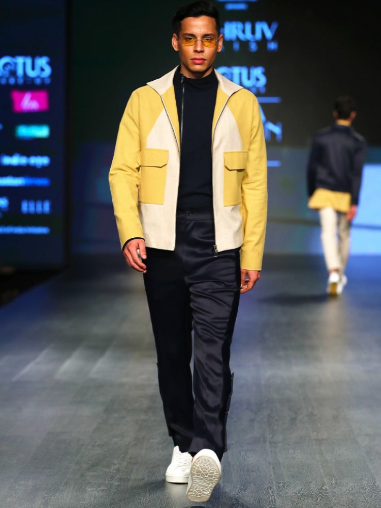Dhruv Vaish colour blocked jacket