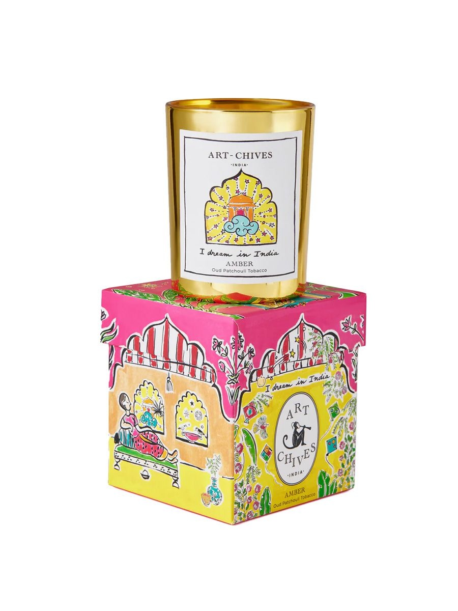 Amber, oud, patchouli, tobacco candle, Art Chives