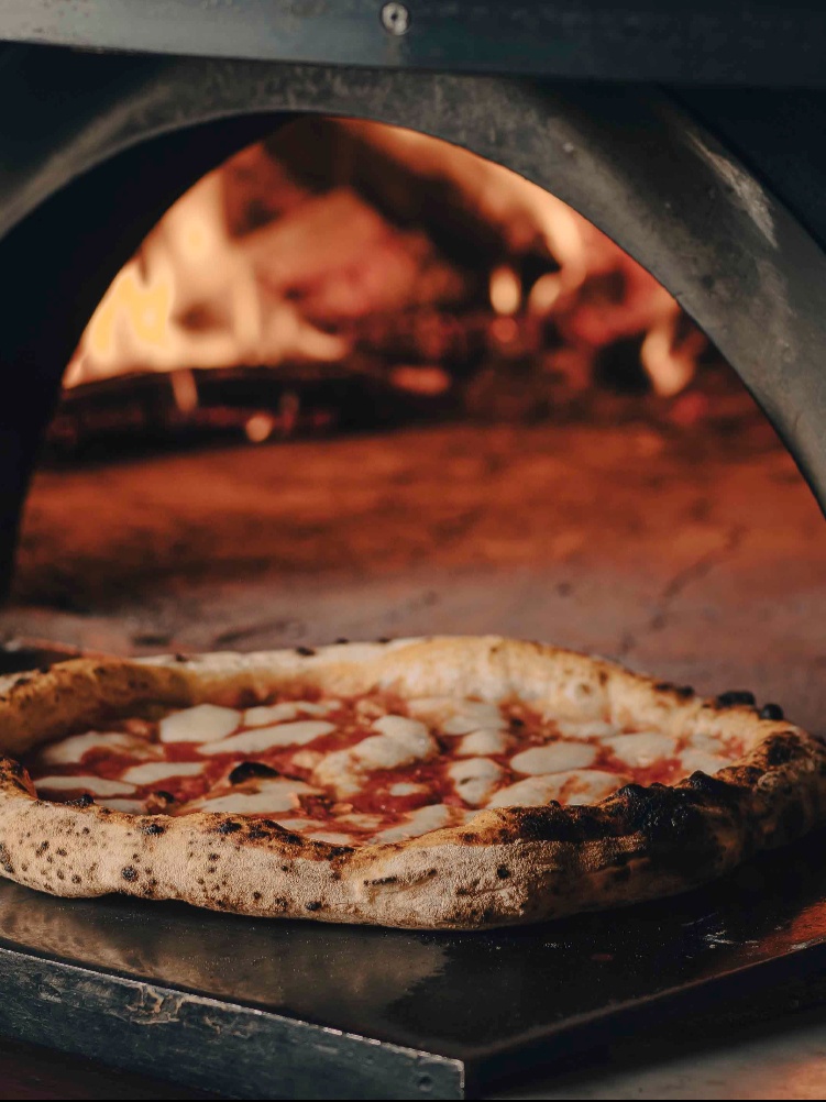 Classic margherita pizza at Leo's