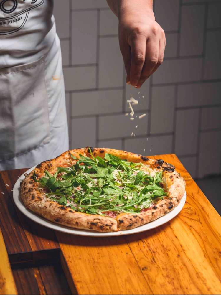 Neopolitan pizza with arugula
