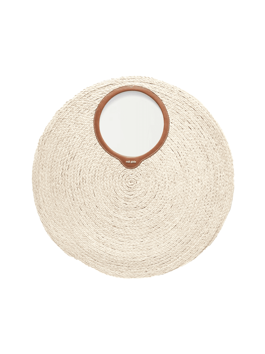 Cult Gaia Amun large leather-trimmed raffia shoulder bag