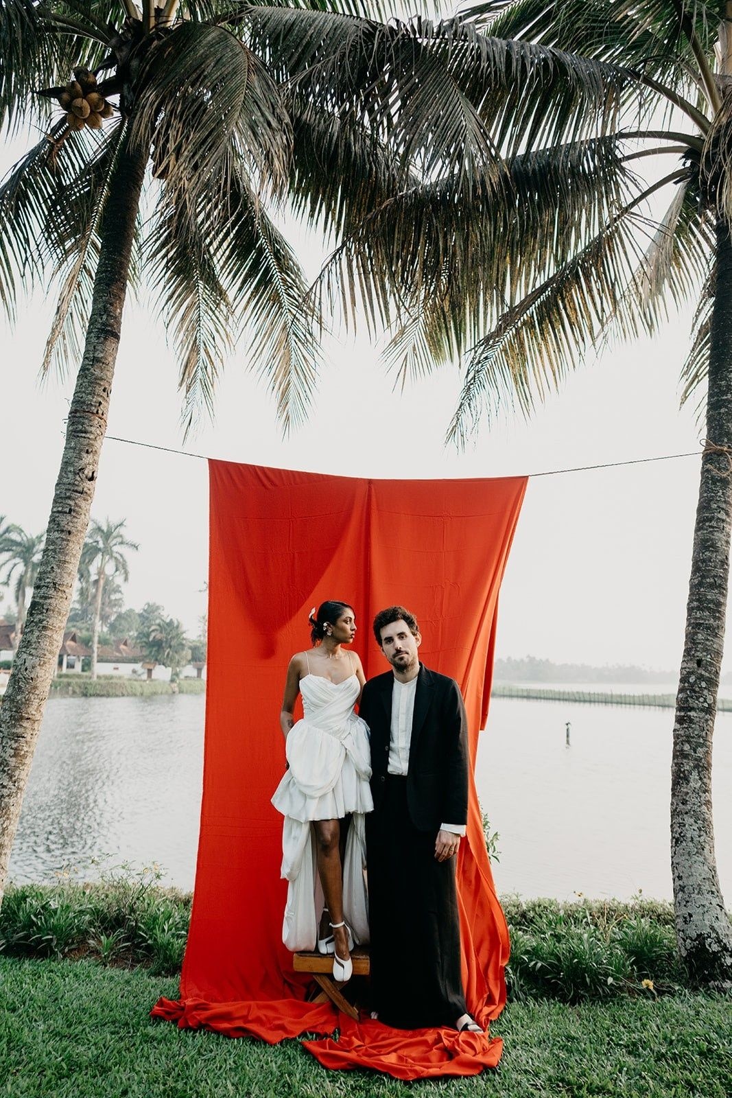 Natasha Sumant and Lucien Dumas at their wedding in Kerala