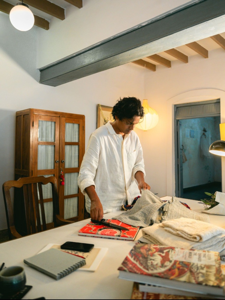 Designer Naushad Ali in his studio in Pondicherry