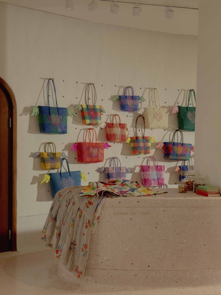 Koodai bags inside Péro’s new flagship store in Lodhi Colony, New Delhi