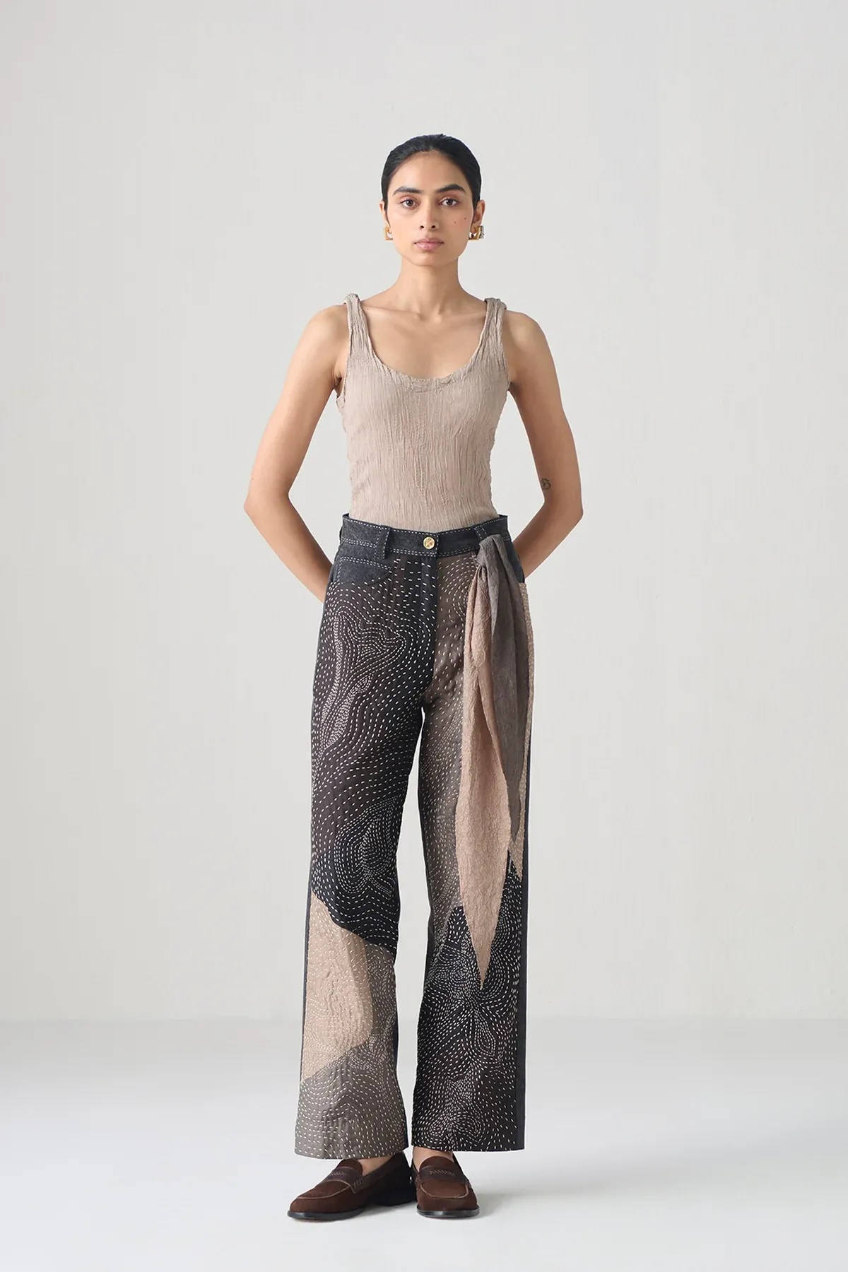 Jeans from Divyam Mehta featuring embroidery and patchwork