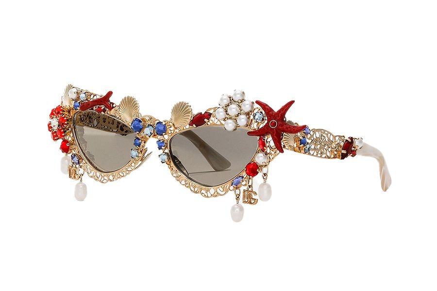Dolce & Gabbana Capri sunglasses with Iconic DG Filigree and embellished with coloured gems and pearls