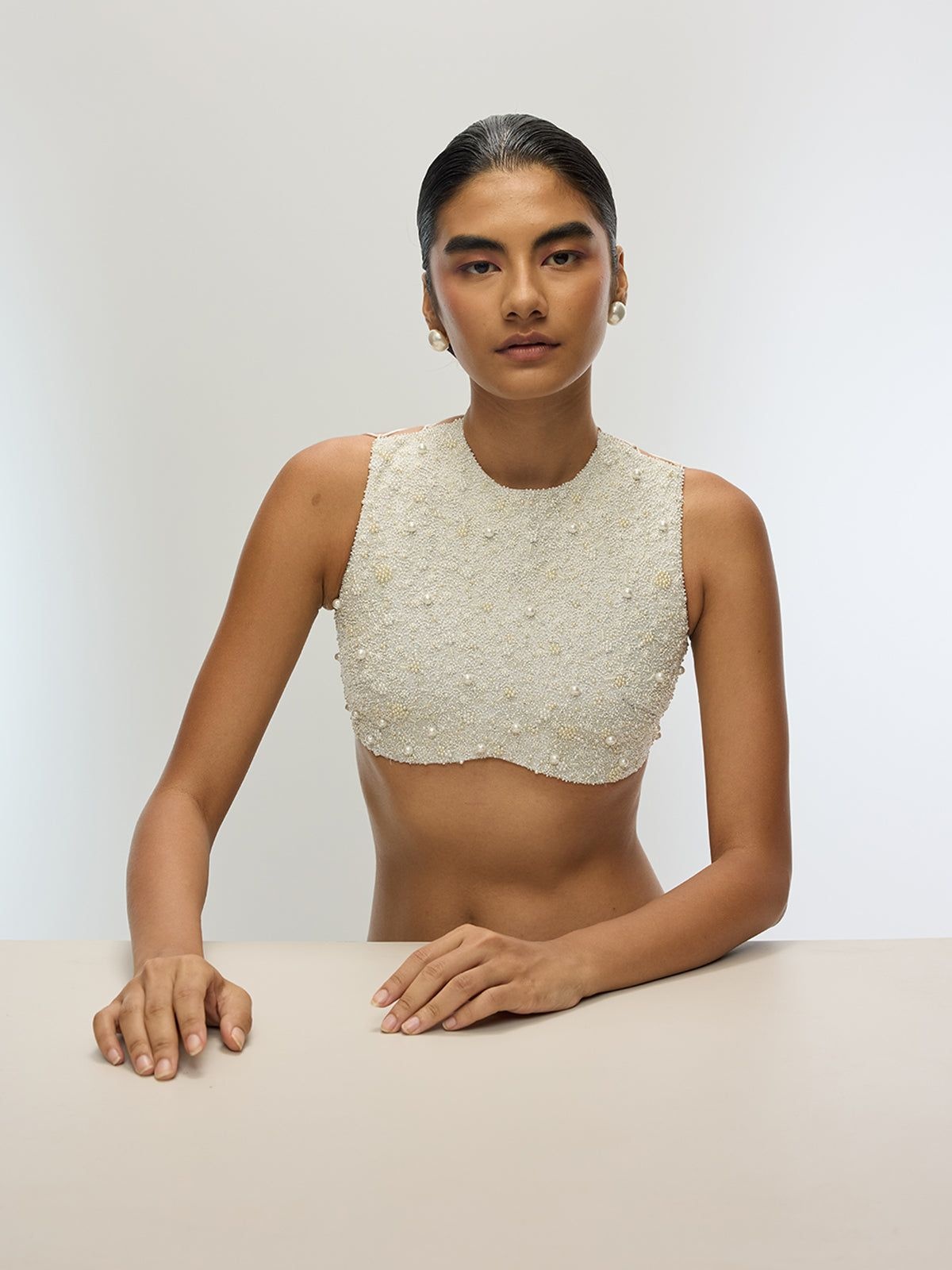 Moonstone blouse in ivory, Ekaya