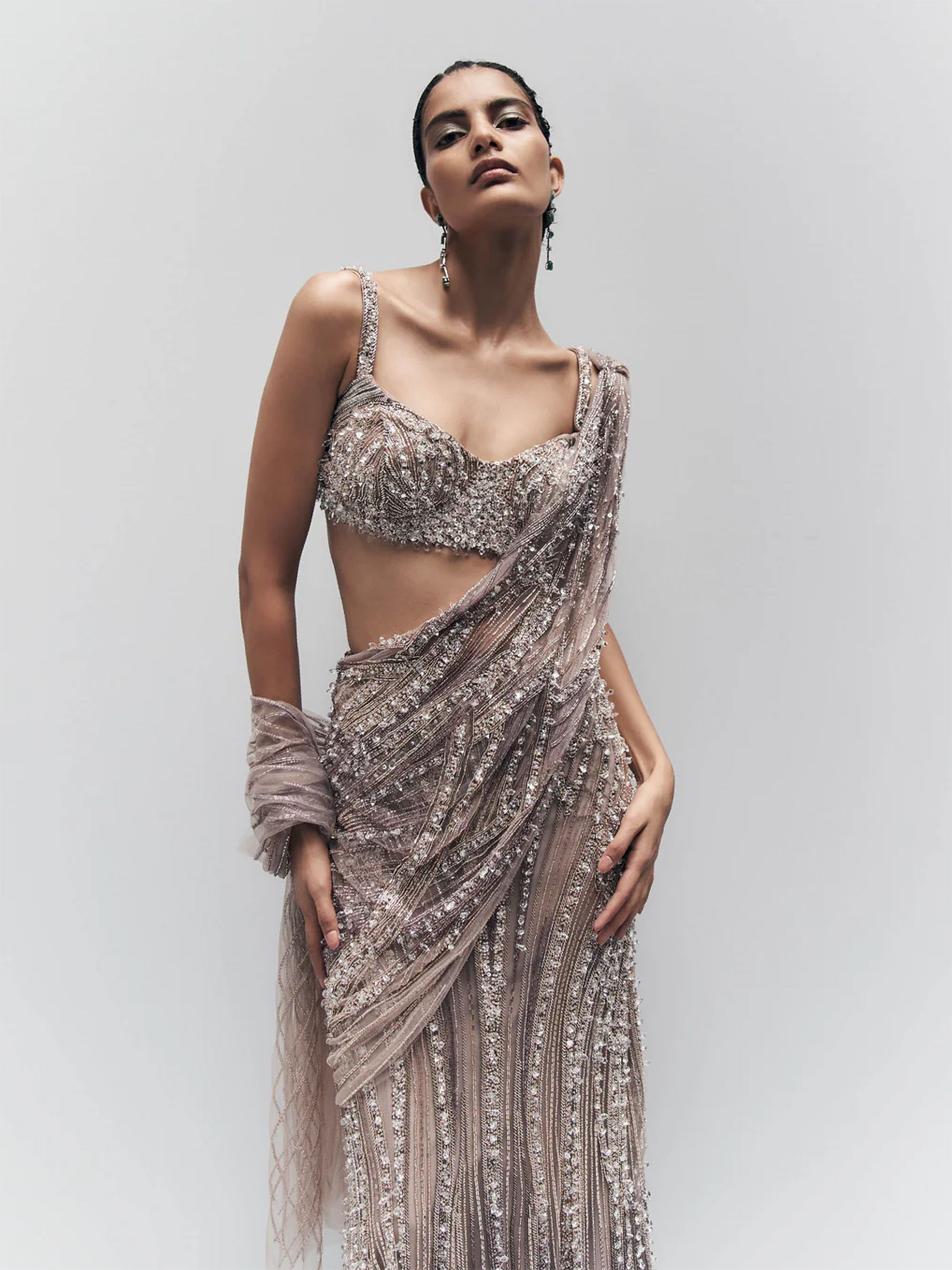 Gaurav Gupta's Anatomical crystal line sari