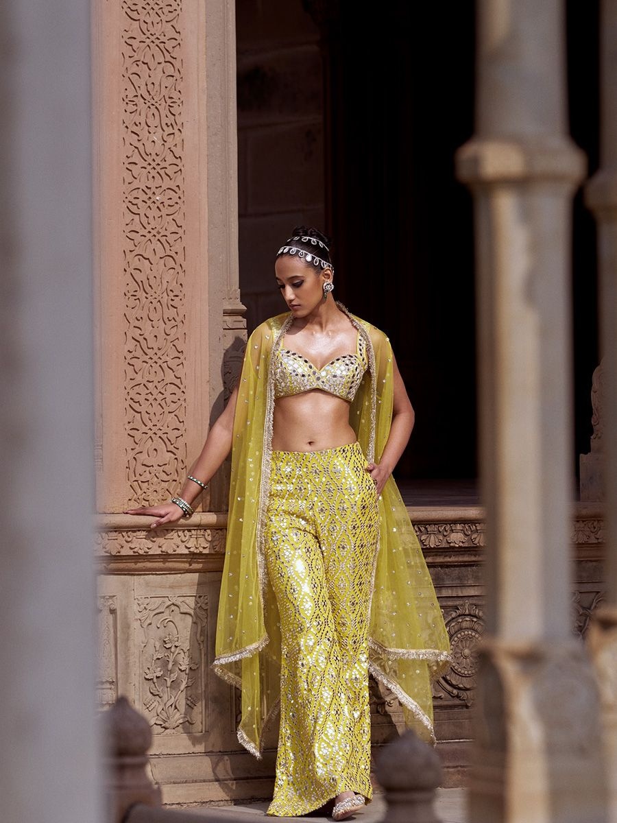 Gopi Vaid Green Ahsaas Pant Set 