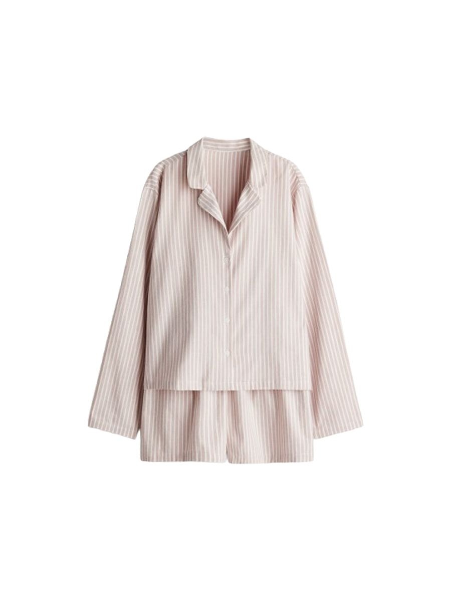 H&M flannel pyjamas in light pink stripes