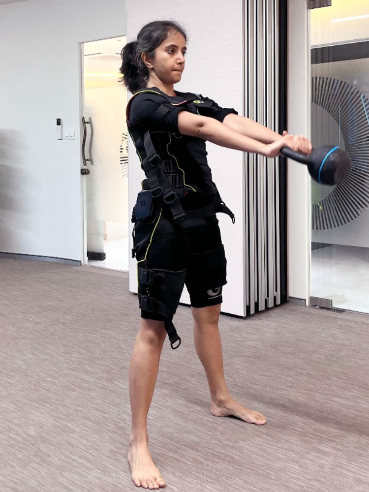 Trying out an EMS workout at Reaviva, Mumbai