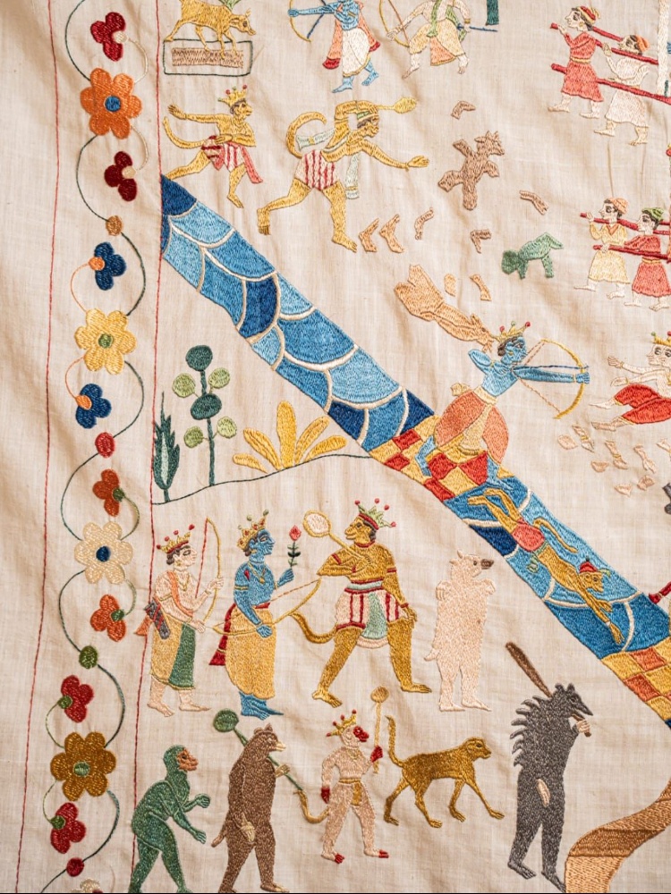 A detailed look at an embroidered panel