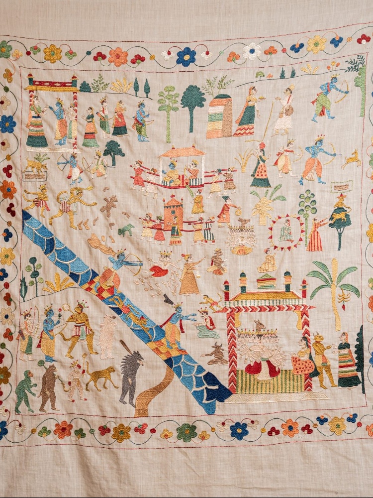 A Chamba Rumal textile cover