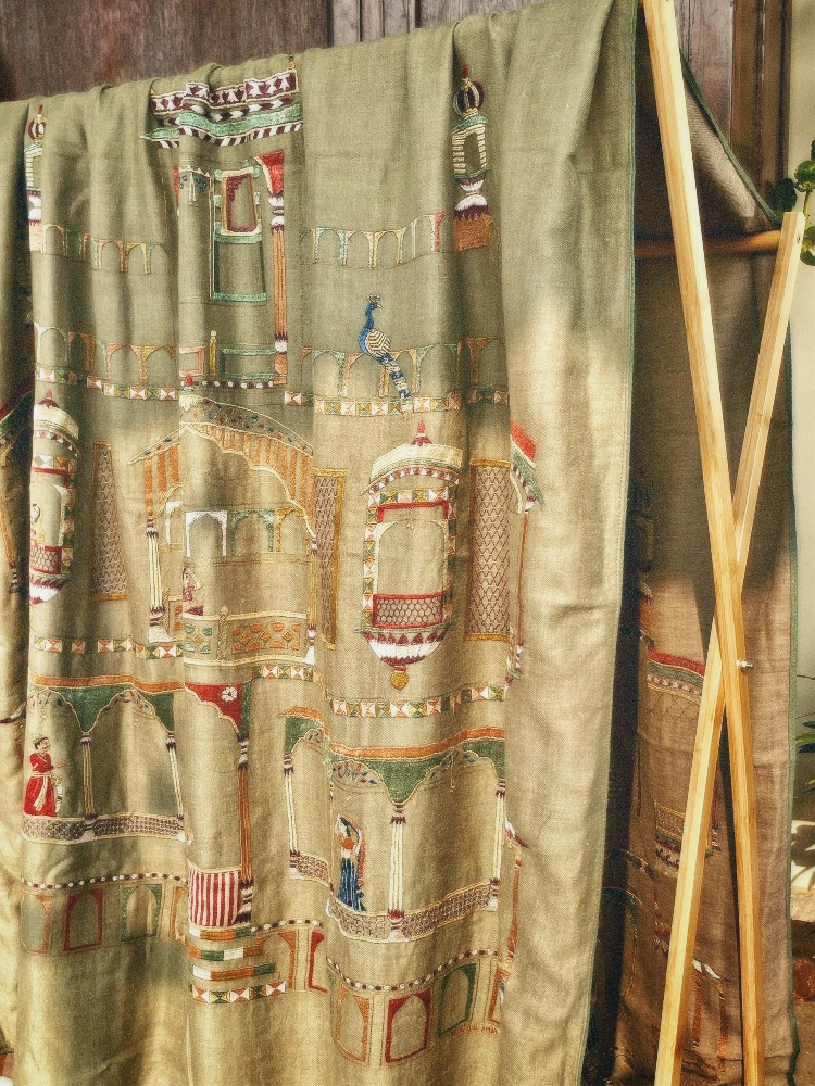 A sari covered in embroidery