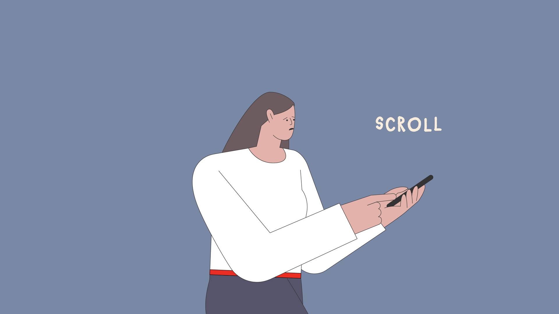 An illustration by Jagruti Tambe depicting a woman doomscrolling