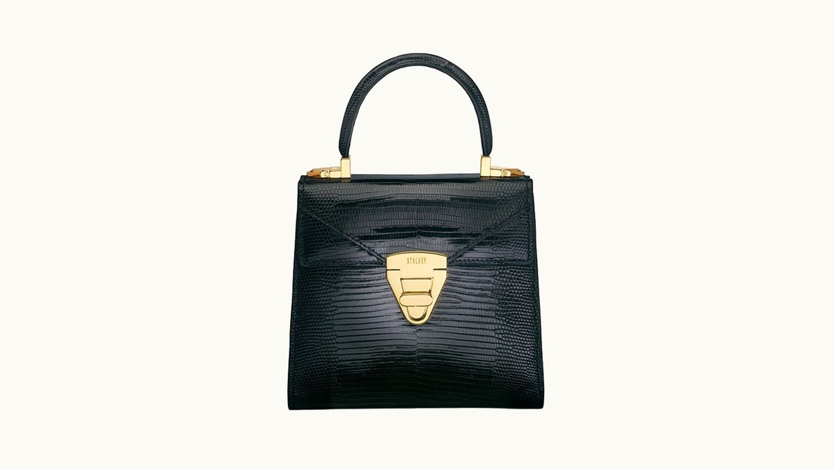 Stalvey Trapezoid 1.55 Mini Black Lizard - Top Handle, Investment Bags, The Nod Mag