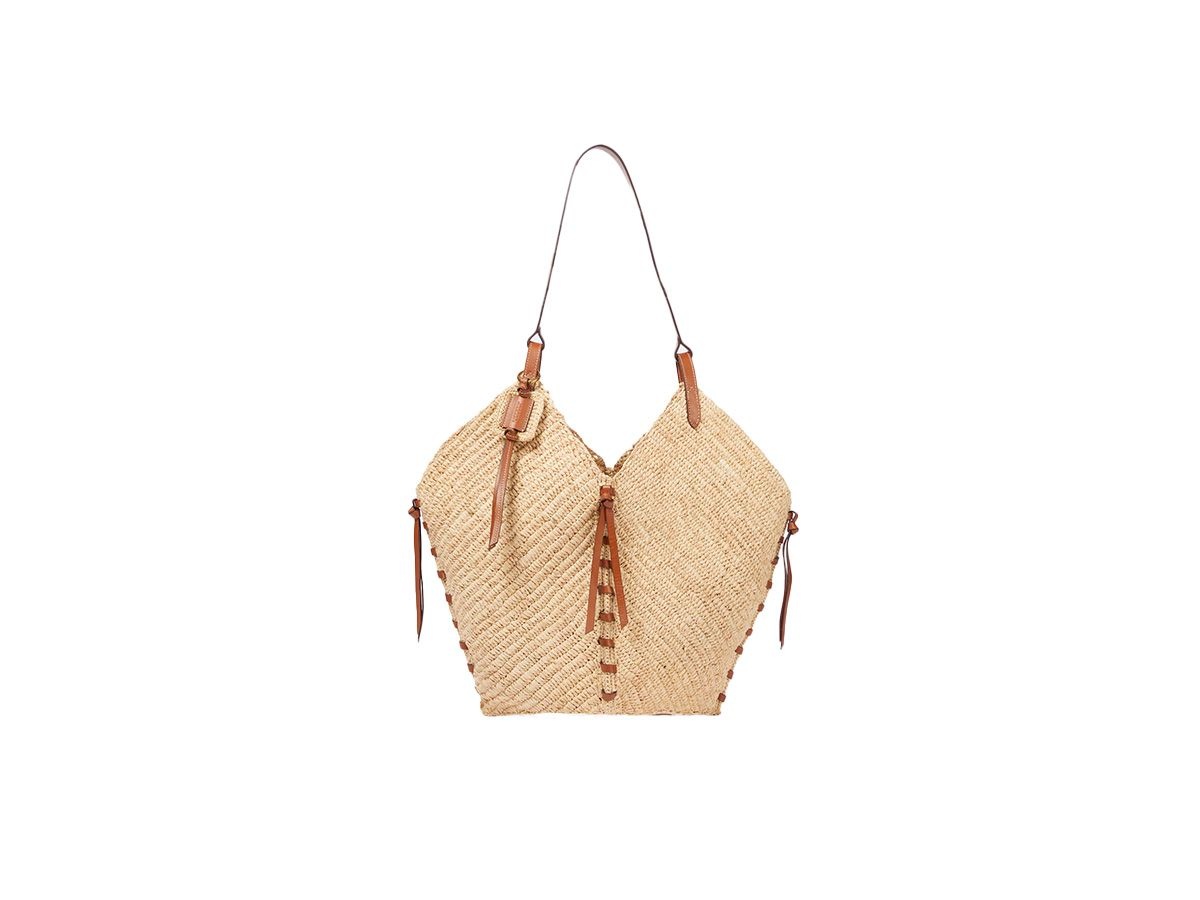 Isabel Marant Tampa leather-trimmed raffia shoulder bag