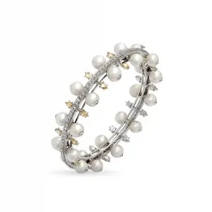 Pearl and Yellow Diamond Bangle, Bridal Layering, The Nod Mag