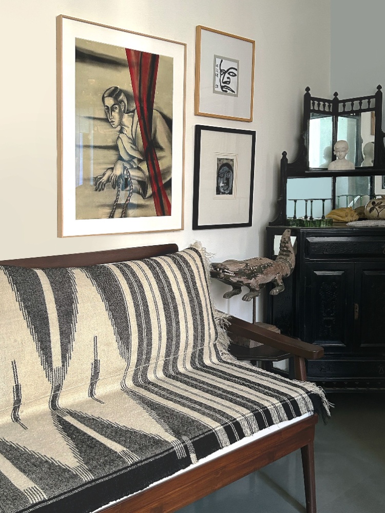 Gaurav Ogale's couch with a Jajim carpet