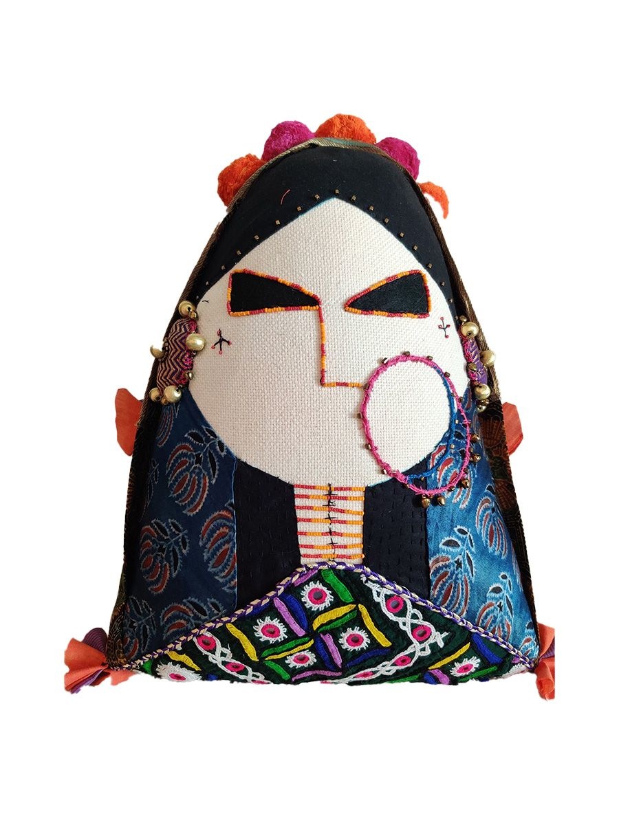 Woman of Kutch art cushion, Jodi