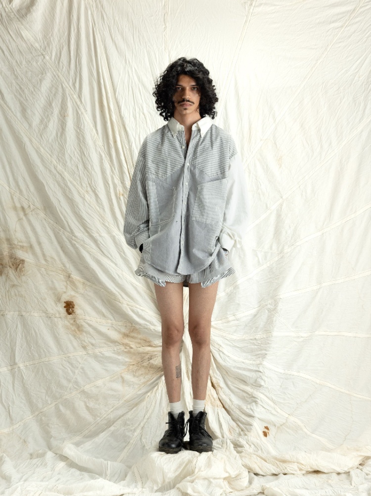 RKive City shirt and boxer shorts made out of deconstructing and reconstructing old shirts