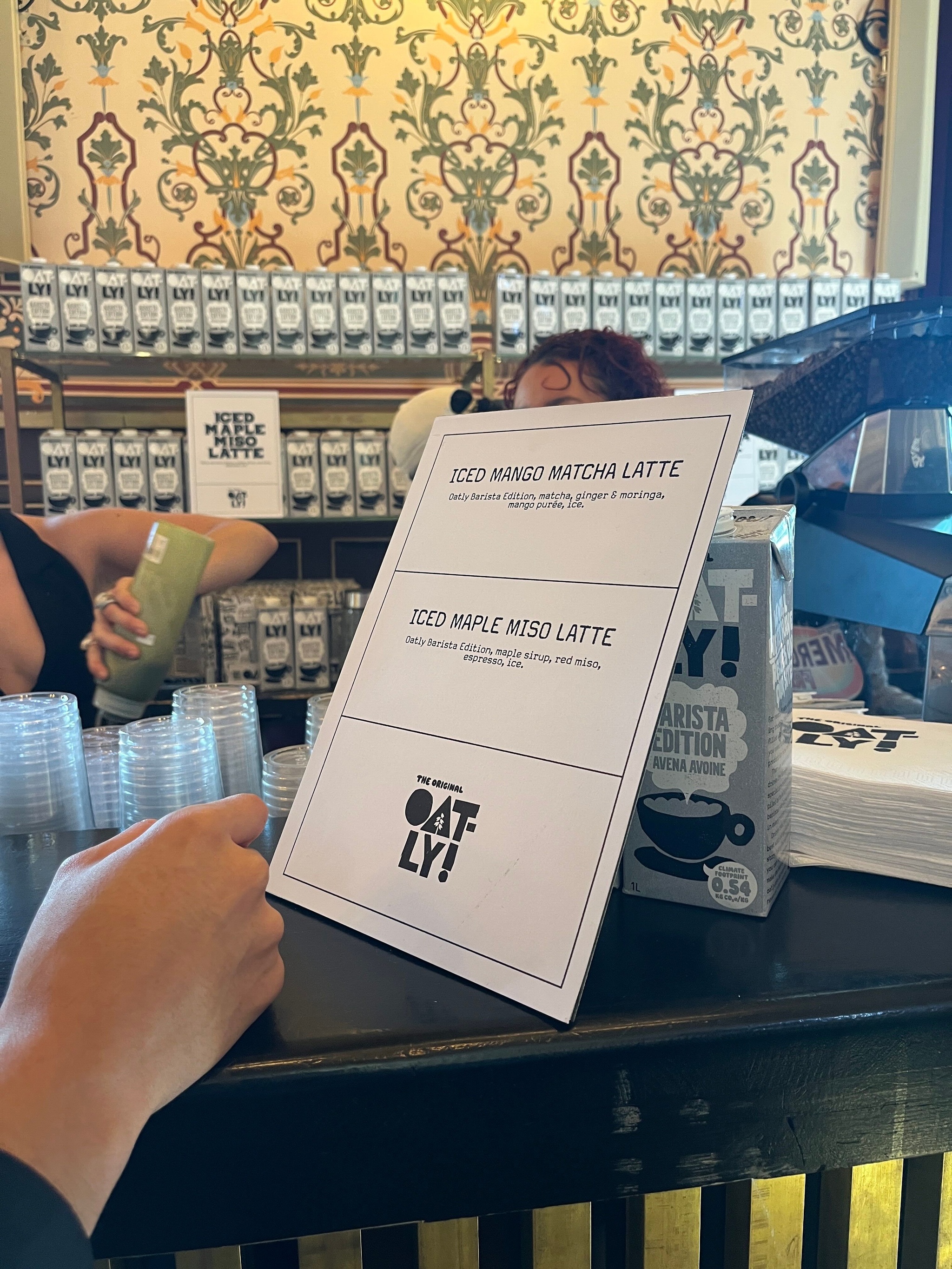 The latte bar at Lyas’s La Watch Party in Paris