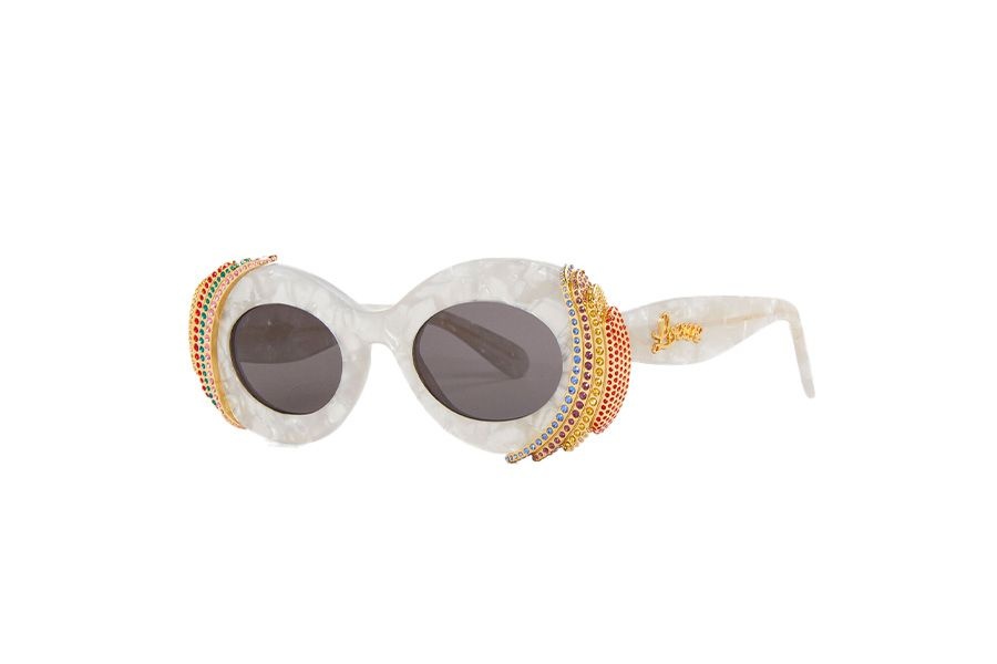 Loewe oval sunglasses with multicoloured crystal pavé embellishments 