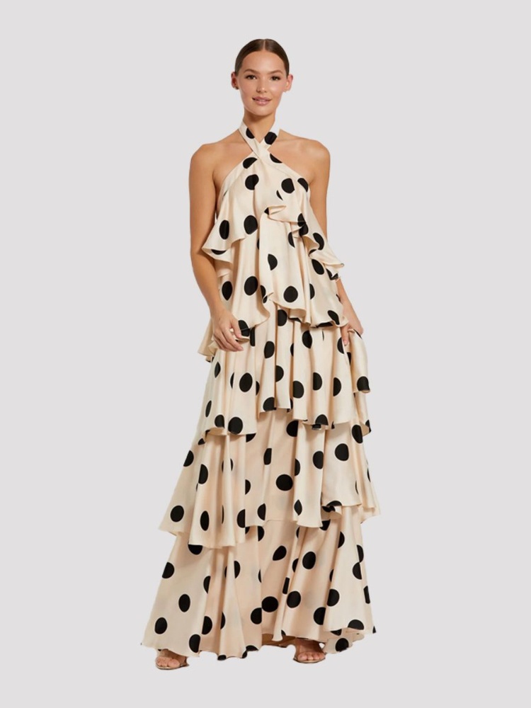 Tiered charmeuse dress, Mac Duggal