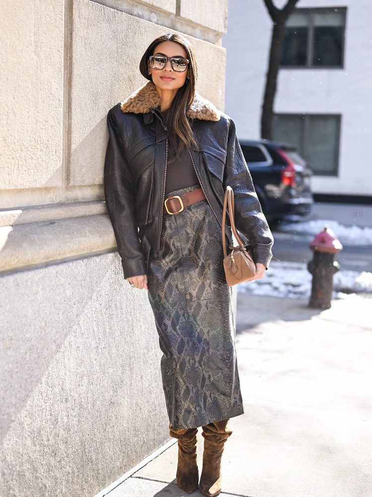 mathur donnes YSL shoes and a Nour Hammour Skirt