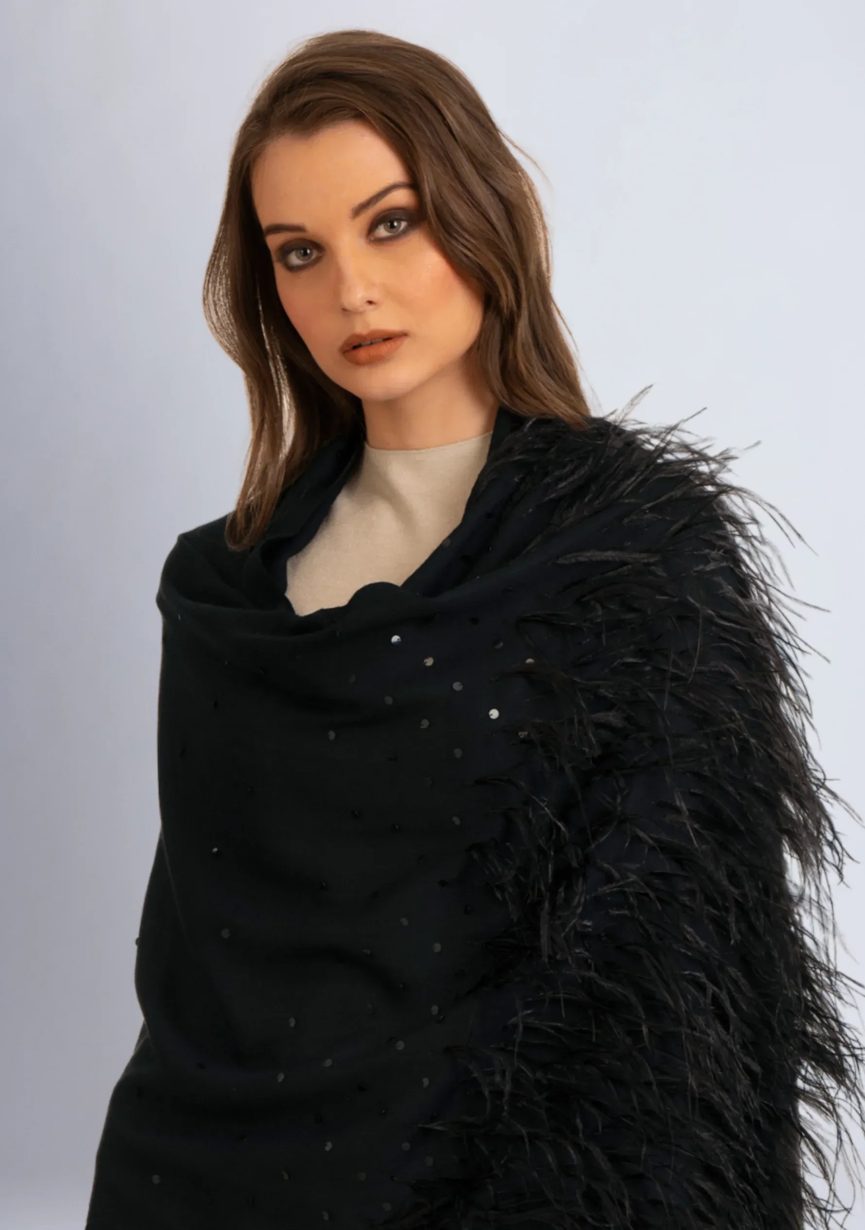 Black Cashmere Pashmina Scarf from Maneesha Ruia