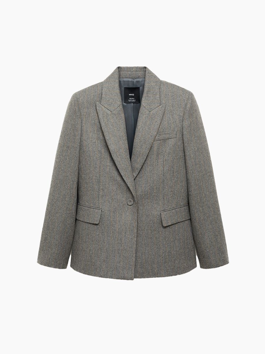 Mango virgin wool suit jacket in grey