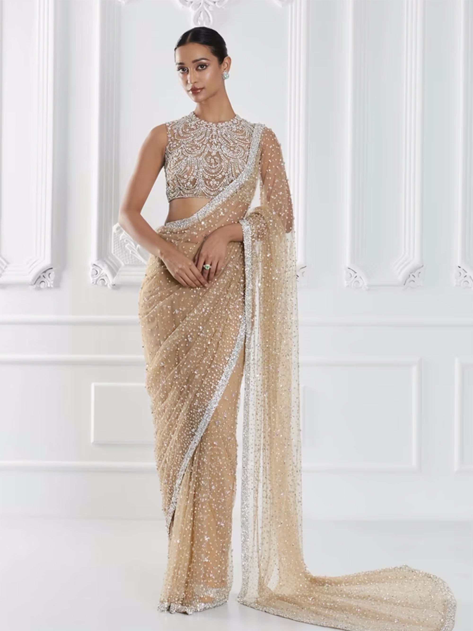 Manish Malhotra's pearl embellished sari 