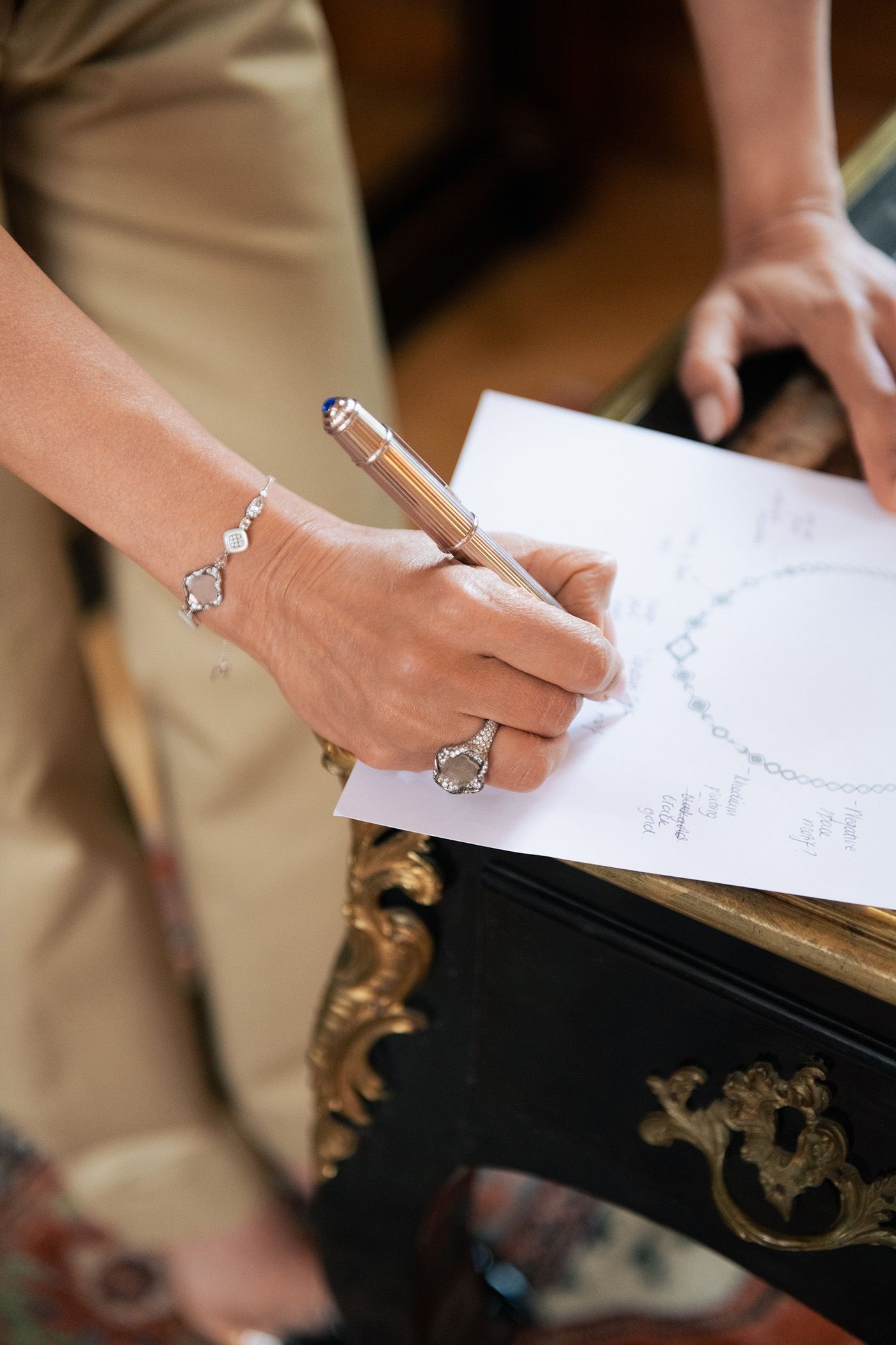 Jewellery designer Manpriya Bath sketching a design