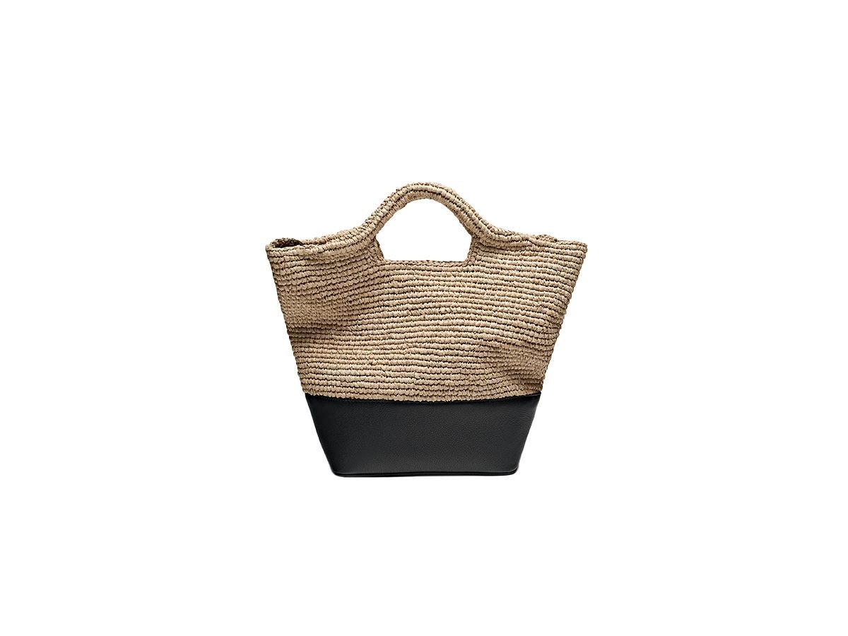 Massimo Dutti Natural raffia bag with leather base