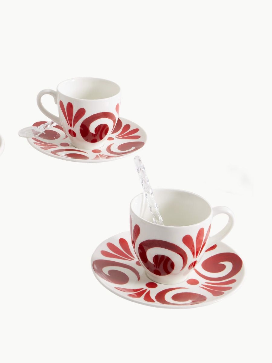 Themis Z Kallos set of two porcelain cups and saucers