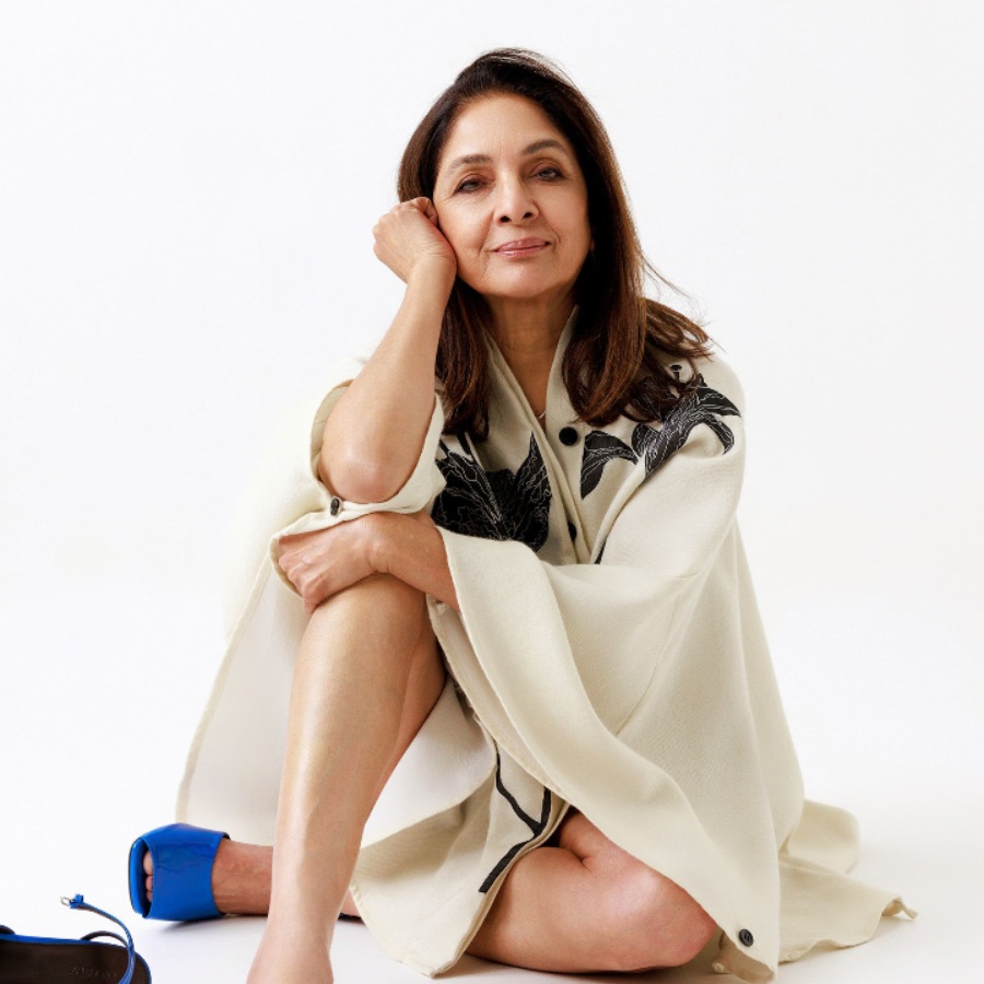 Neena Gupta in a Lovebirds overcoat for The Nod