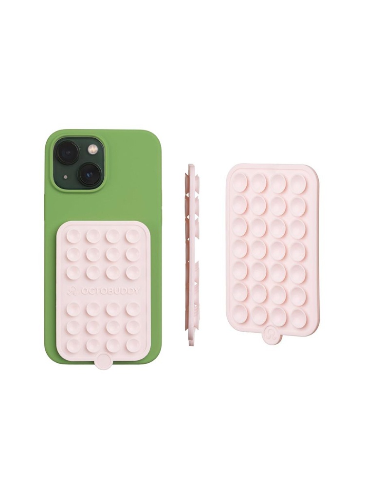 A pink Octobuddy silicone phone accessory