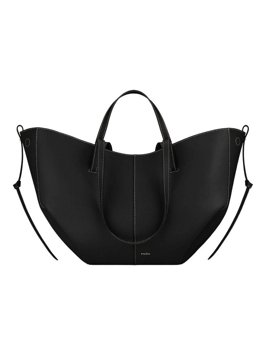 Polène Cyme tote in textured black leather