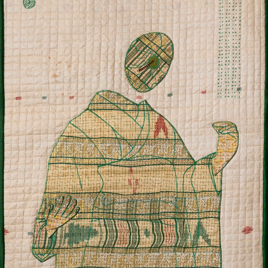 ‘Poster 18’, reconstructed saries; silk, thread, cotton and polyester, The Nod Mag