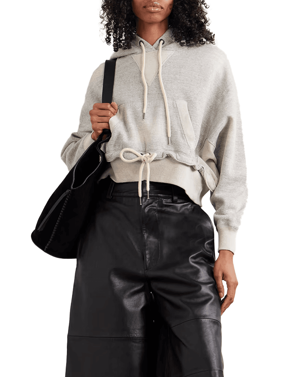 Tie-detailed cotton-jersey hoodie, R13