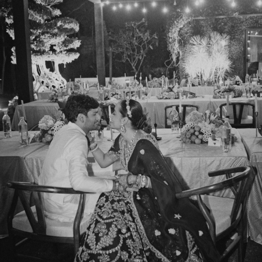 The couple share a moment together