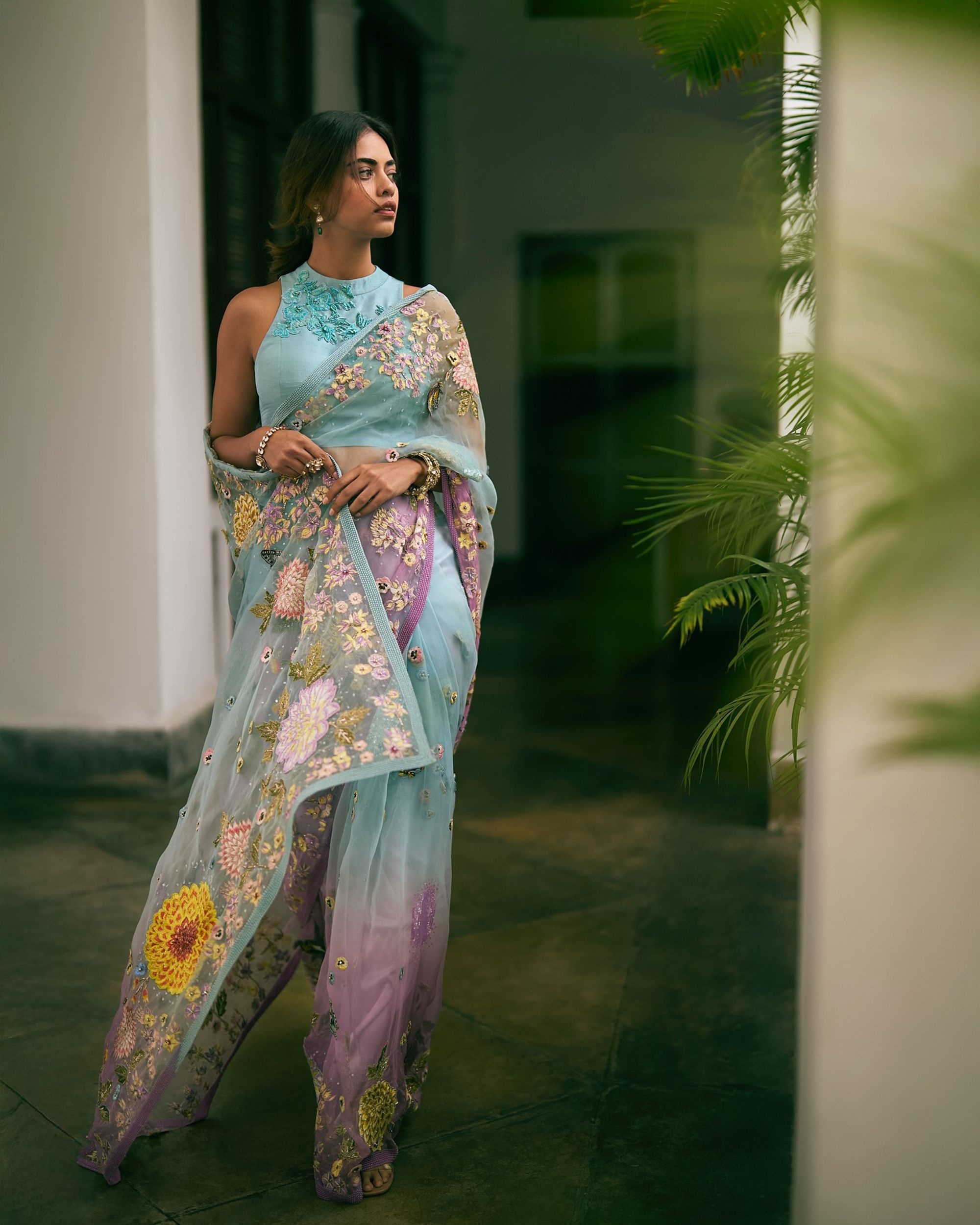 Dhalia artwork sari Rahul Mishra